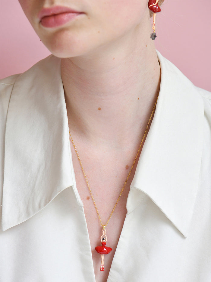 Les Néréides PAS DE DEUX BALLERINA PENDANT NECKLACE - Red