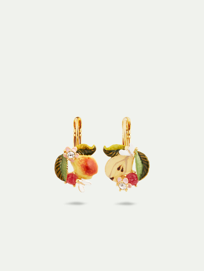 les néréides Pear and Faceted Glass Sleeper Earrings - Multicolor