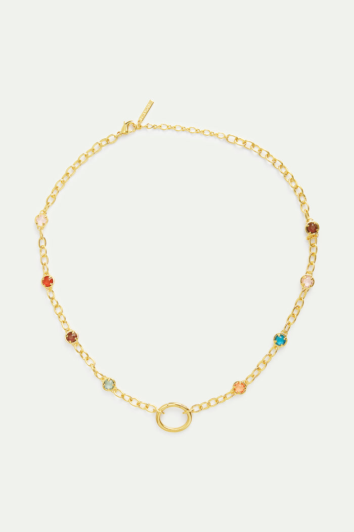 Les Néréides Pendant Necklace Chain With Multicolored Crystals - Multicolor