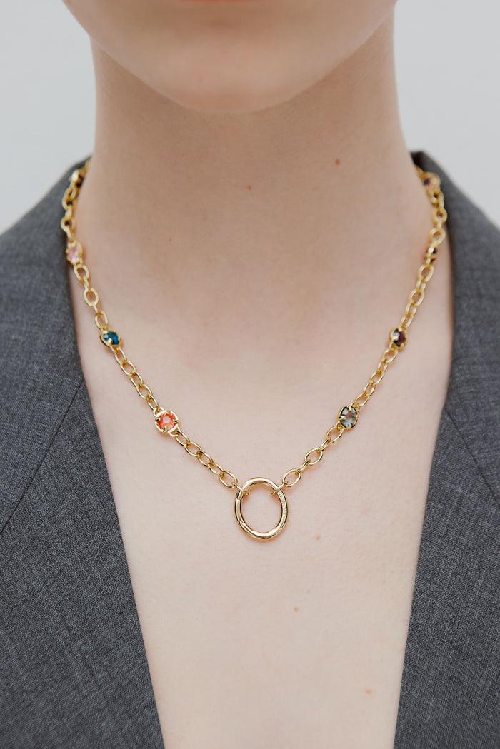 Les Néréides Pendant Necklace Chain With Multicolored Crystals - Multicolor