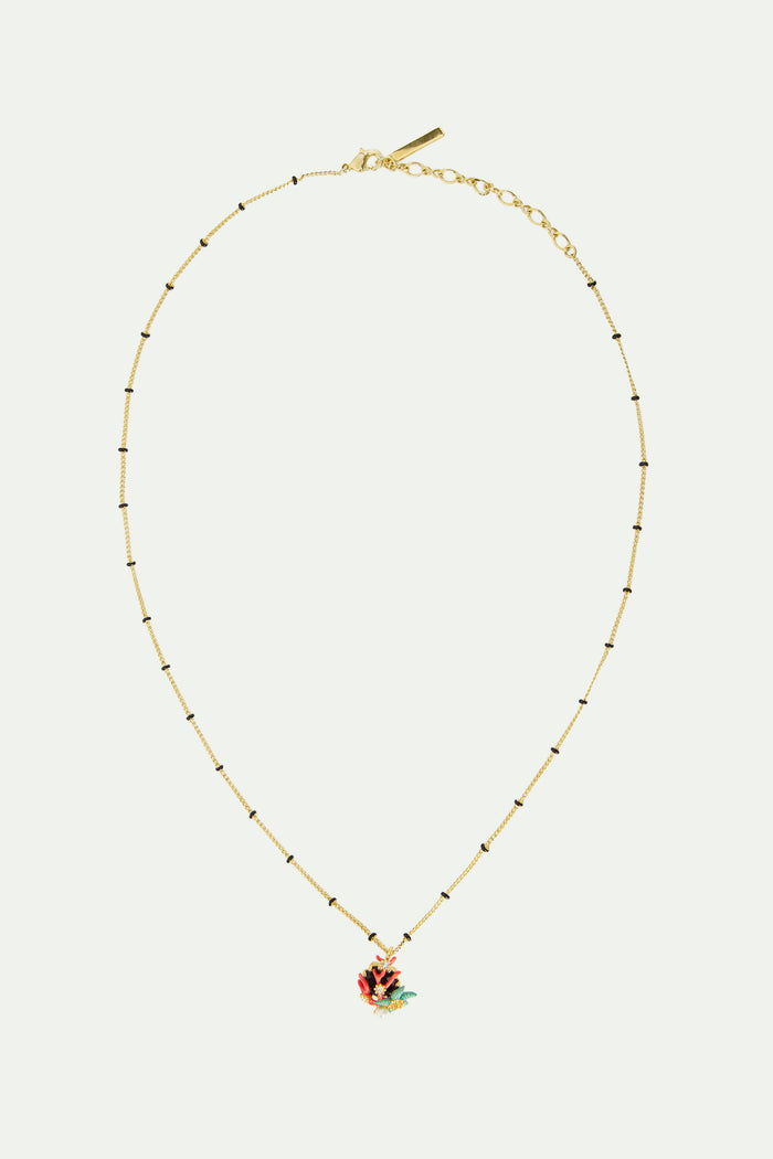 Les Néréides Pendant Necklace With Round Black Faceted Glass Stone Blue Starfish And Cultured Pearl - Multicolor