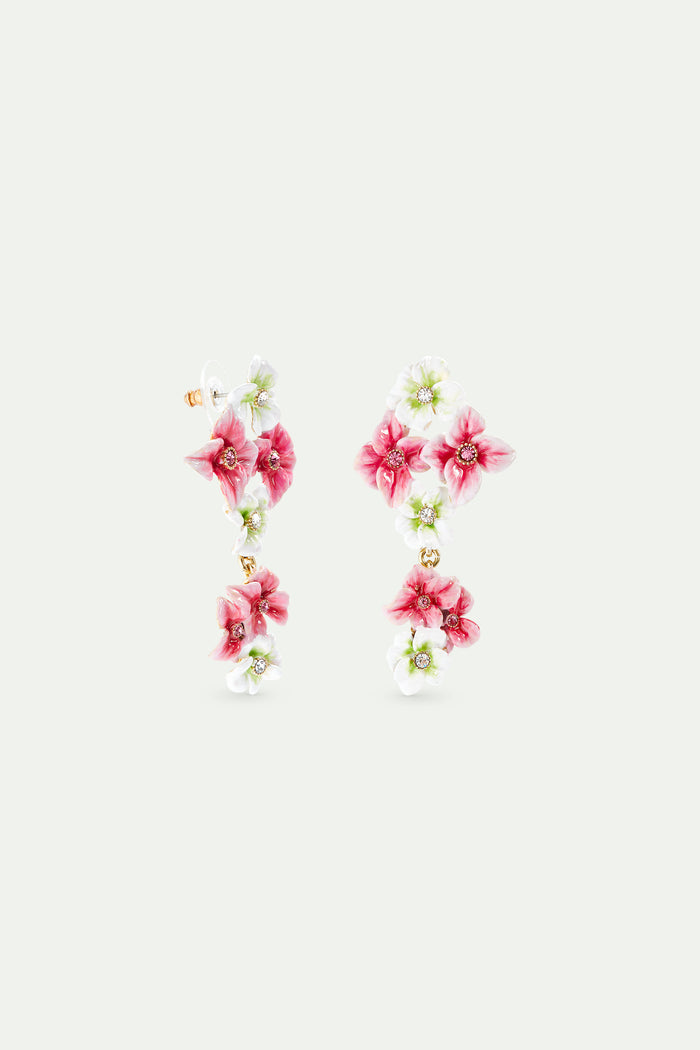 Les Néréides Pink And White Hydrangea Flower Dangle Post Earrings - Pink