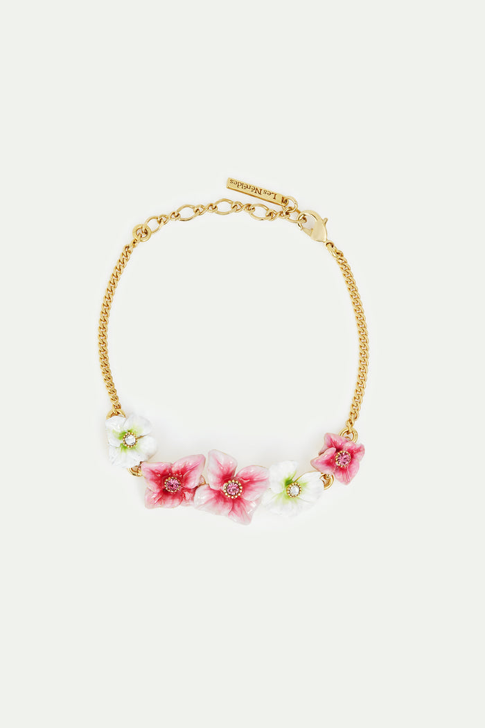 les néréides Pink and White Hydrangea Flowers Fine Bracelet - Pink