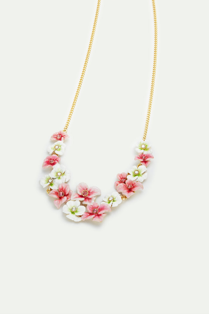 Les Néréides Pink And White Hydrangea Flowers Statement Necklace - Pink