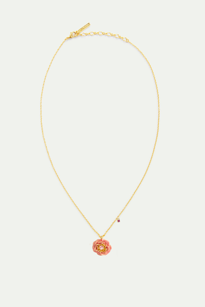 Les Néréides Pink Anemone And Crystal Pendant Necklace - Pink