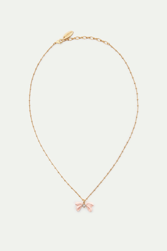 Les Néréides Pink Ribbon And Crystal Pendant Necklace - Pink