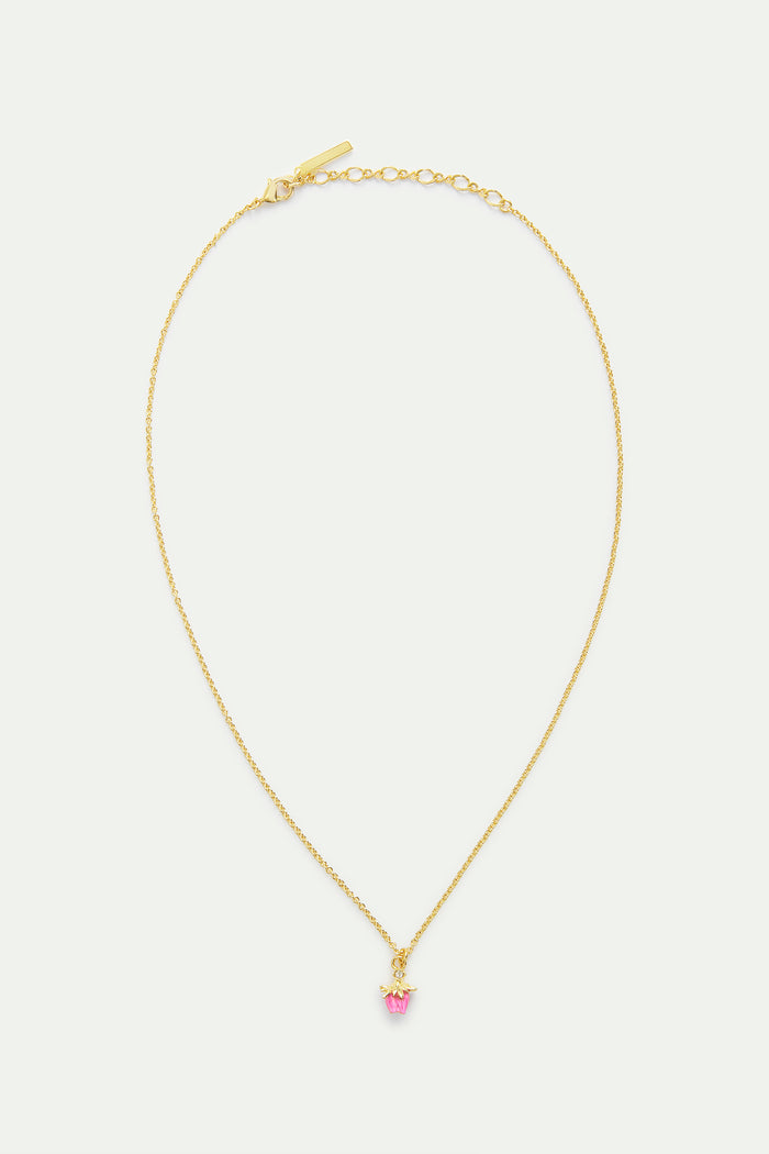 Les Néréides Rosebud And White Crystal Pendant Necklace - Pink