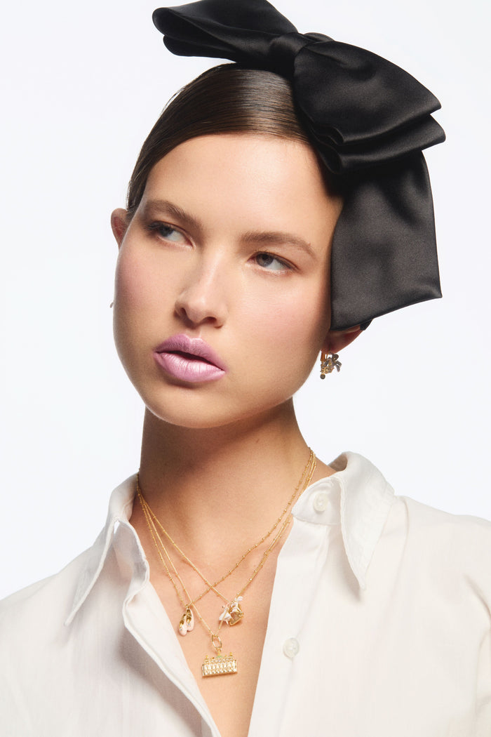 Les Néréides Round Faceted Stone Earrings And White Lily Clip-On Earrings - White