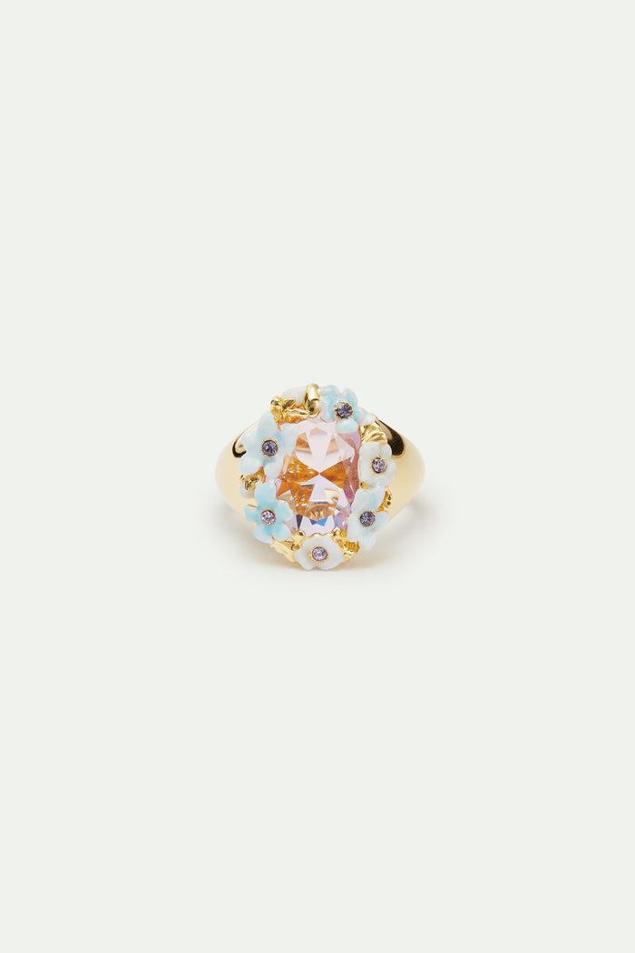 Les Néréides Round Purple Stone And Blue Flower Wedding Cocktail Ring - 6 (52 Mm) / Multicolor