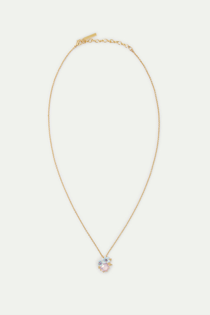 Les Néréides Round Purple Stone And Blue Flower Wedding Pendant Necklace - Multicolor