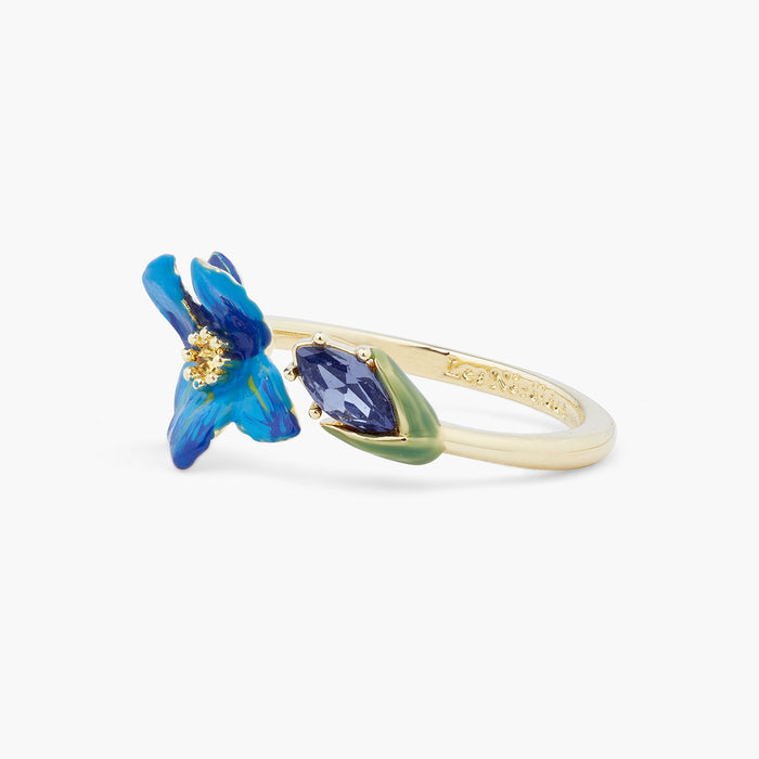 Les Néréides Siberian Iris And Faceted Glass Adjustable Ring - Blue