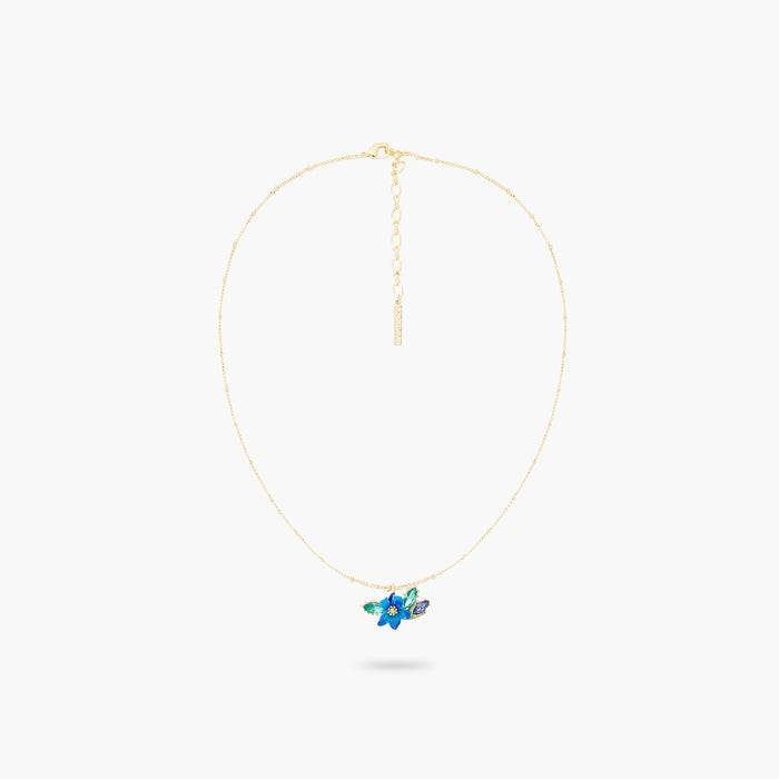 Les Néréides Siberian Iris And Faceted Glass Pendant Necklace - Blue