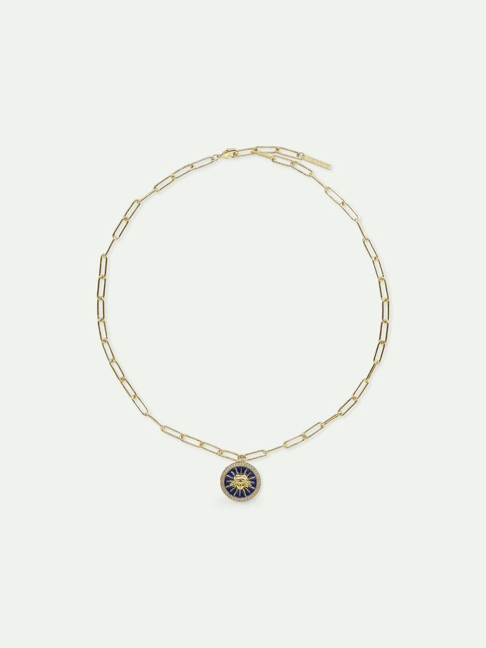 Les Néréides Sun King Blue Medal Chain Necklace - Multicolor