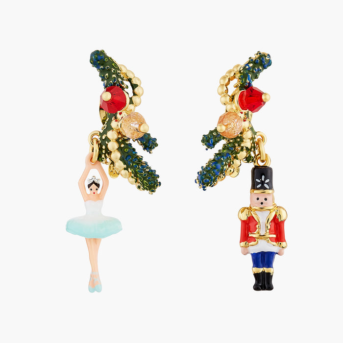 les néréides The Nutcracker Ballerina and Nutcracker Post Earrings - Multi