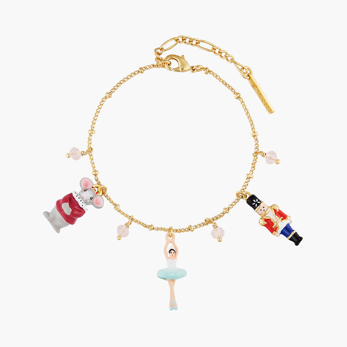 les néréides The Nutcracker Mouse King Ballerina and Nutcracker Charm Bracelet - Multi
