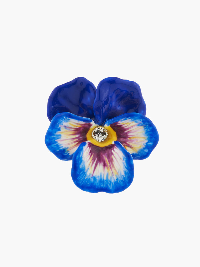 les néréides Thousand Pansies Blue pansy and faceted crystal cocktail ring - 50 / Blue