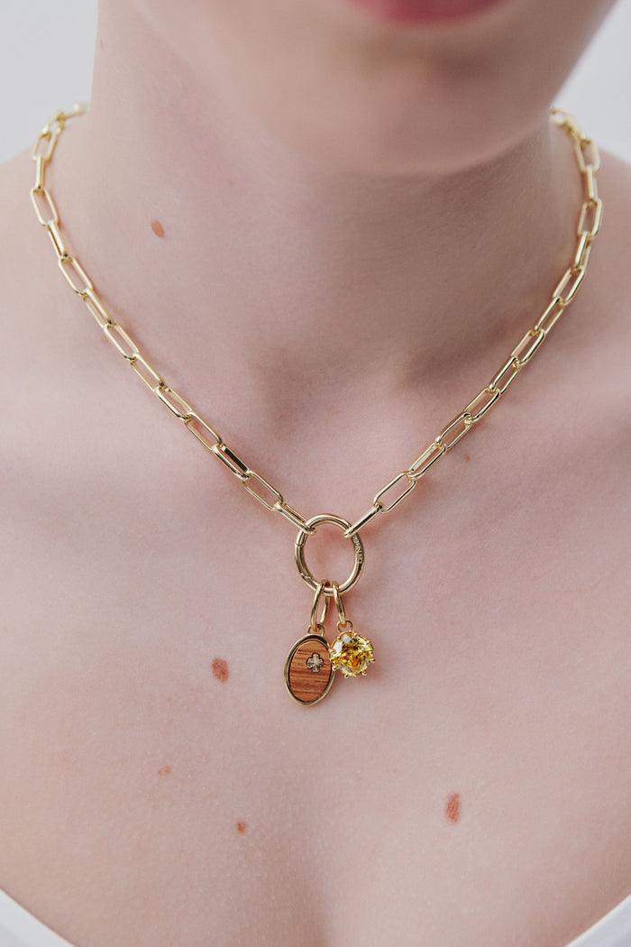 Les Néréides Touch Wood Pendant - Success And Protection - Brown