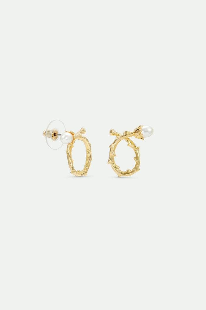 Les Néréides Twisted Post Golden Hoop Earrings - Gold