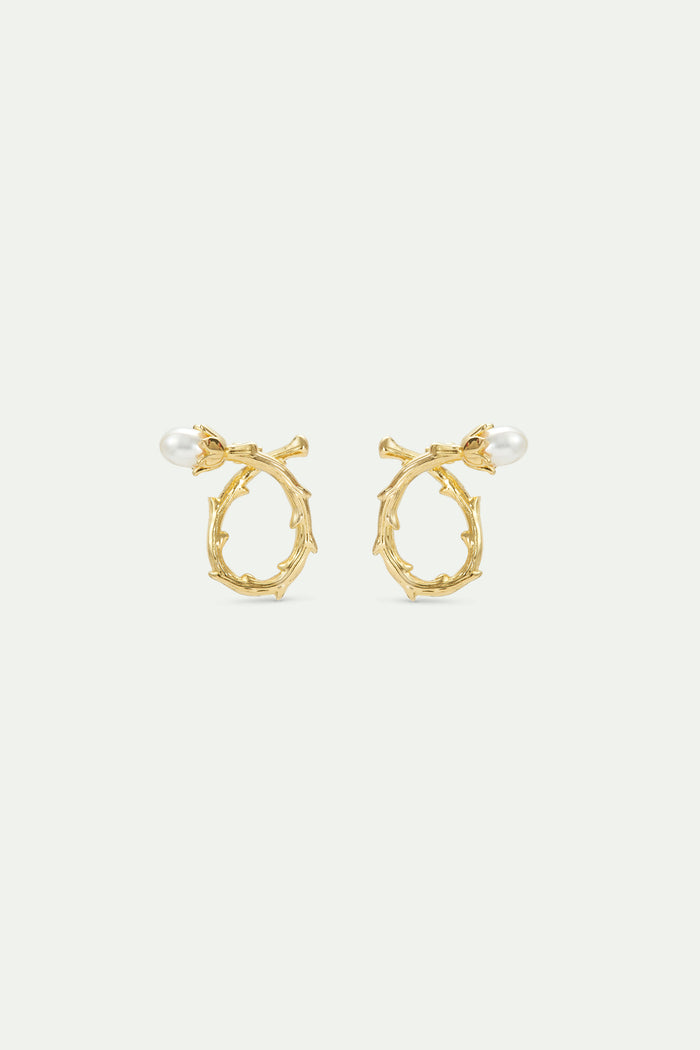 les néréides Twisted Post Golden Hoop Earrings - Gold