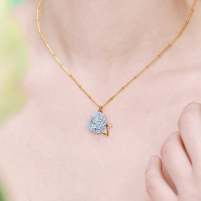 Les Néréides ✨USA EXCLUSIVE✨ Language Of Flowers Blue Hydrangea Pendant Necklace - Blue