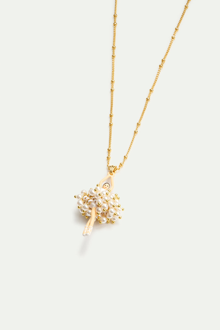 Les Néréides White And Gold Ballerina Pendant Necklace - White / Gold