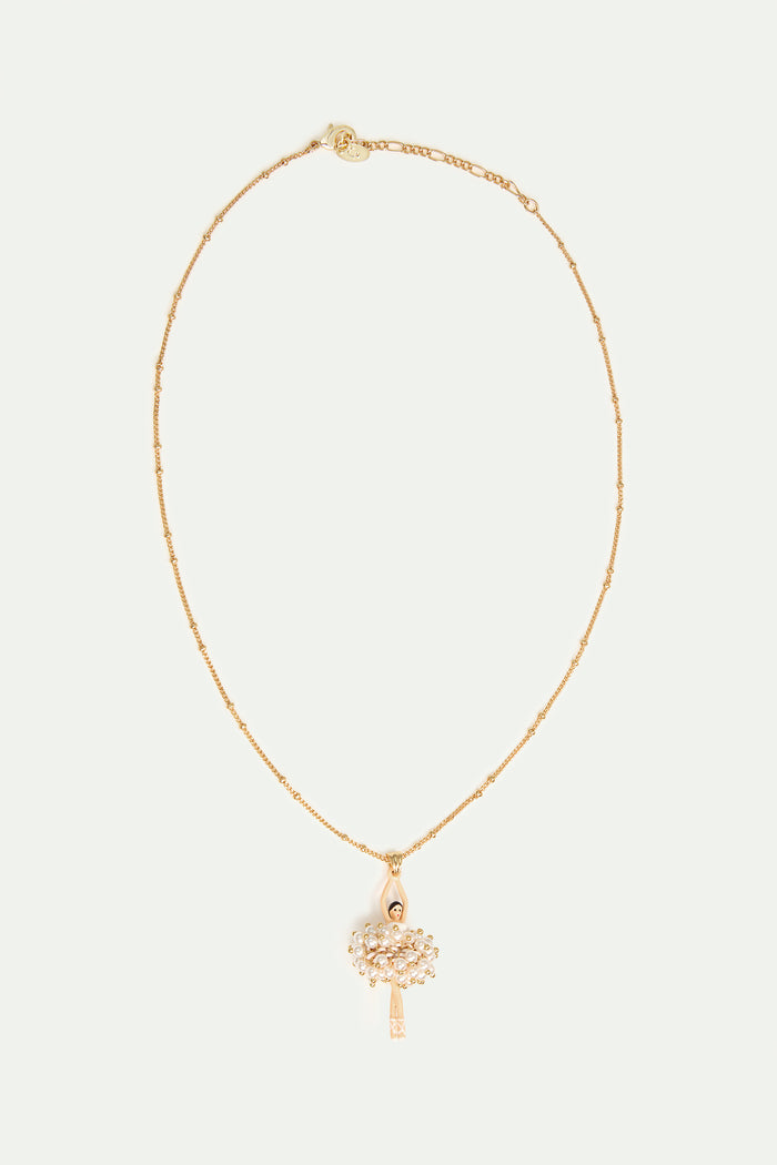 Les Néréides White And Gold Ballerina Pendant Necklace - White / Gold