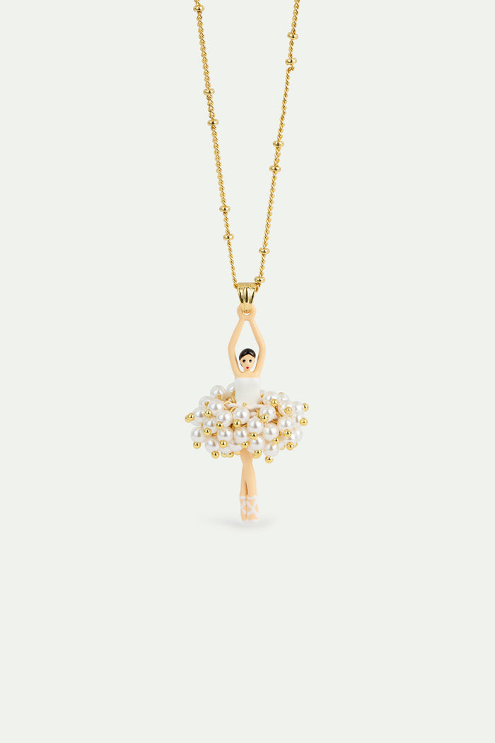 les néréides White and Gold Ballerina Pendant Necklace - White / Gold