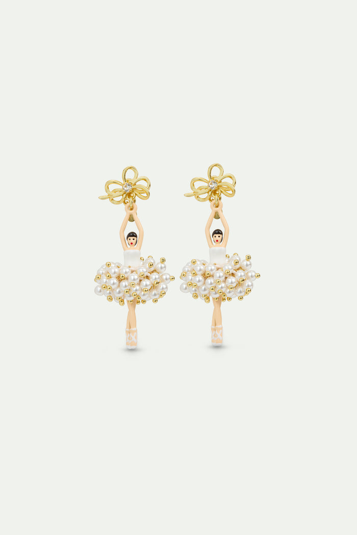 les néréides White and Gold Ballerina Post Earrings - White / Gold