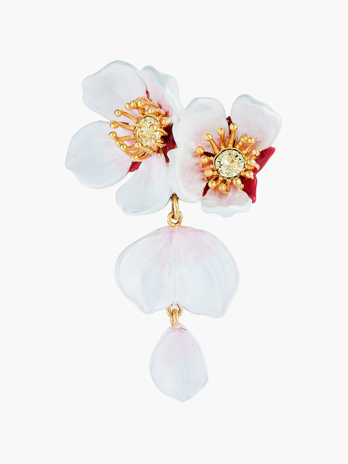 les néréides White cherry blossom and petals brooch - Blanc