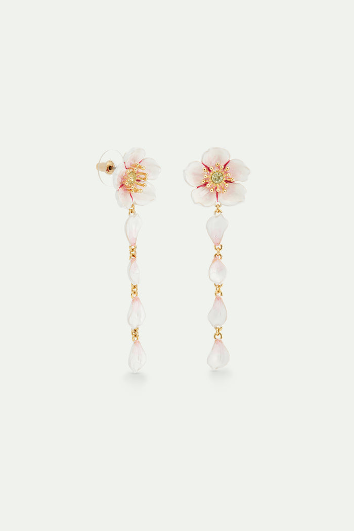 Les Néréides White Cherry Blossom Dangle Post Earrings - White