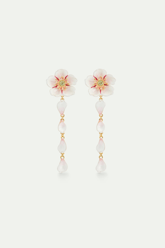 les néréides White Cherry Blossom Dangle Post Earrings - White