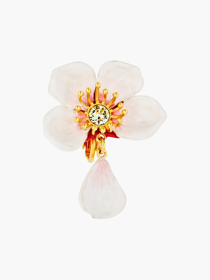 Les Néréides White Cherry Blossom Dangling Clip-on Earrings - White
