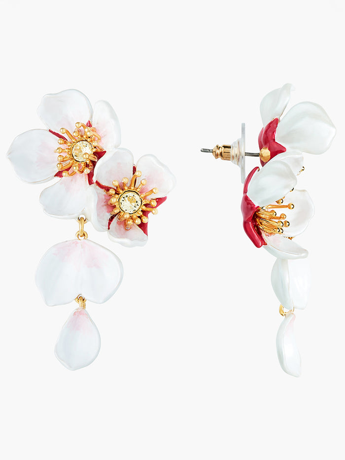 Les Néréides White Cherry Blossom Dangling Earrings - Blanc