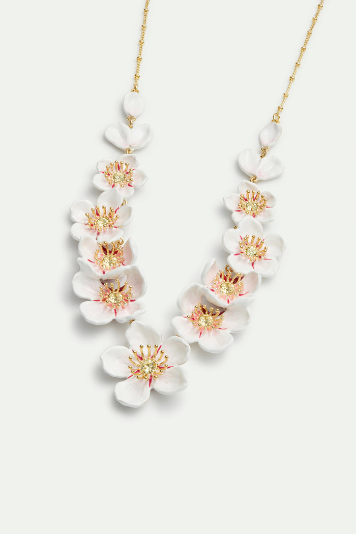 Les Néréides White Cherry Blossom Statement Necklace - White