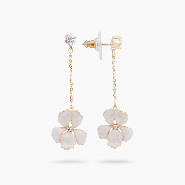 Les Néréides White Iris Pendant Post Earrings - White