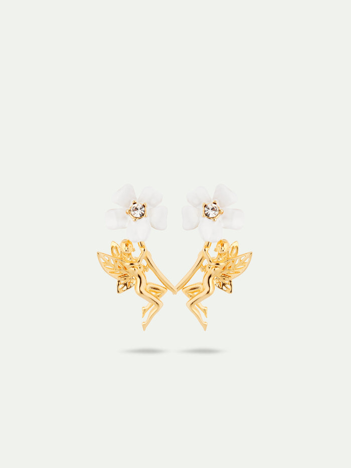 les néréides White Jasmine and Fairy Post Earrings - Multicolor