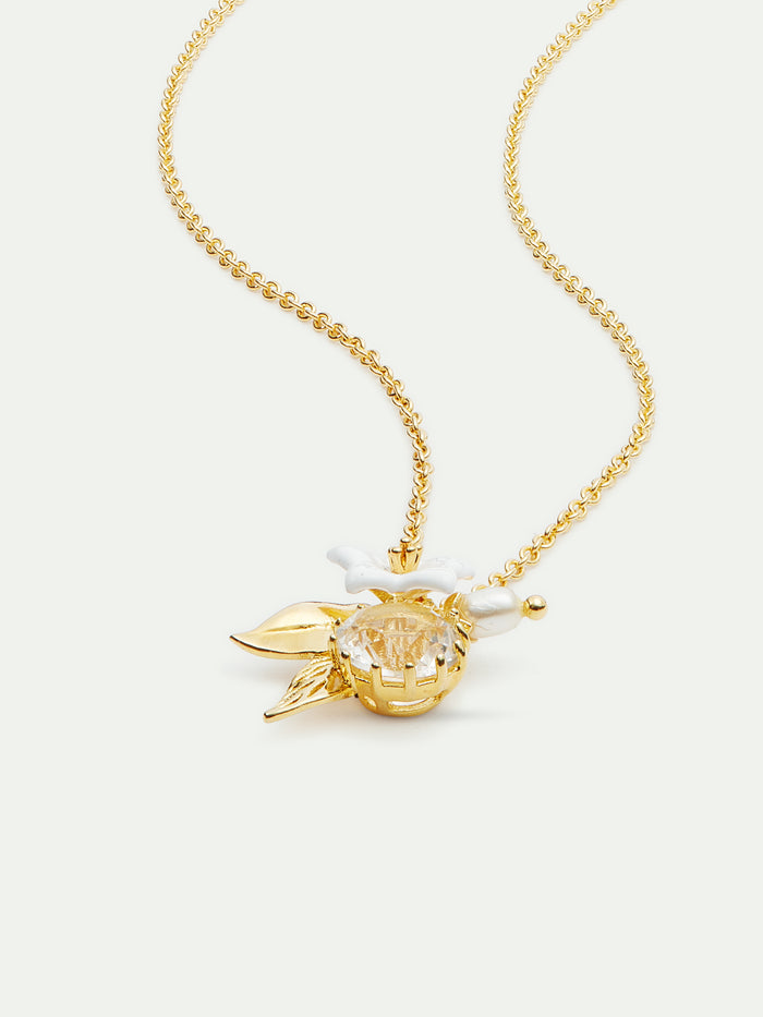 Les Néréides White Jasmine Faceted Crystal And Glass Pearl Bead Fine Necklace - Gold