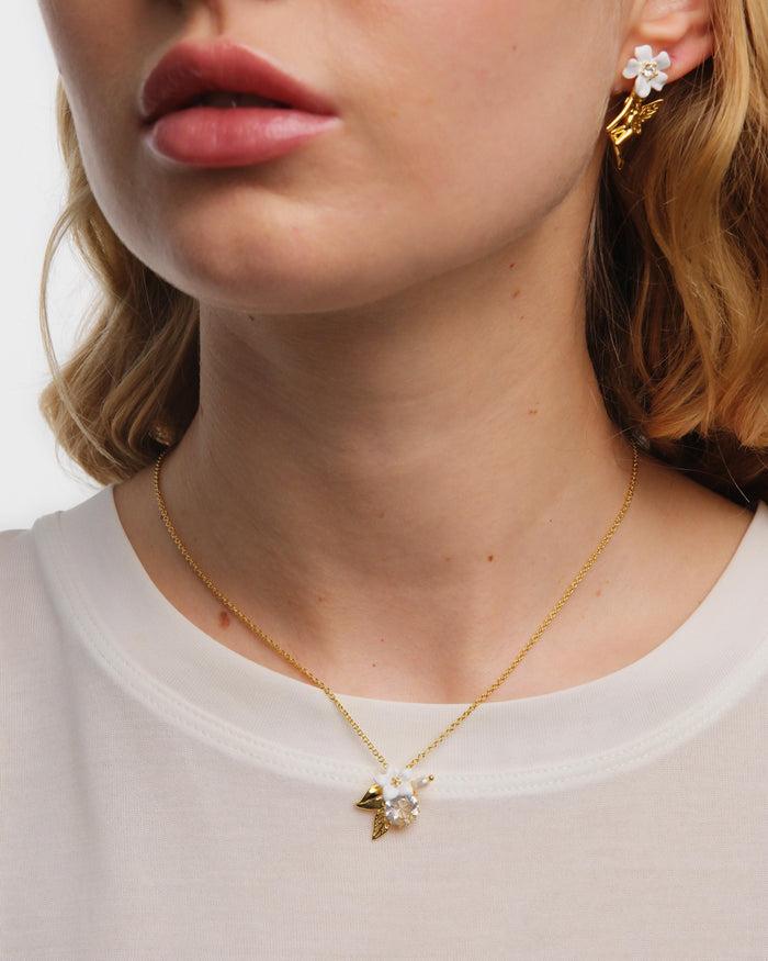 Les Néréides White Jasmine Faceted Crystal And Glass Pearl Bead Fine Necklace - Gold