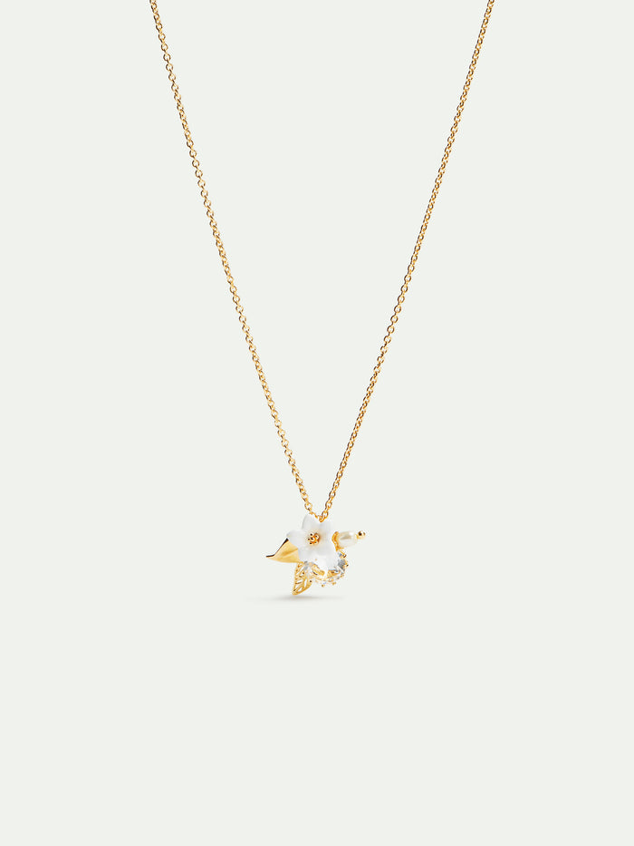 les néréides White Jasmine Faceted Crystal and Glass Pearl Bead Fine Necklace - Gold