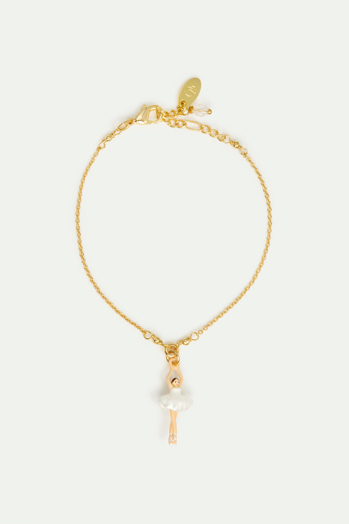 les néréides White Tutu Mini Ballerina Fine Bracelet - White