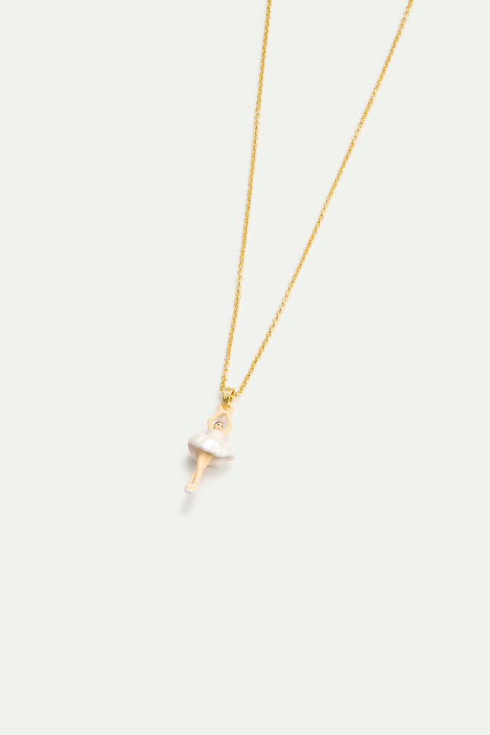 Les Néréides White Tutu Mini Ballerina Fine Necklace - White