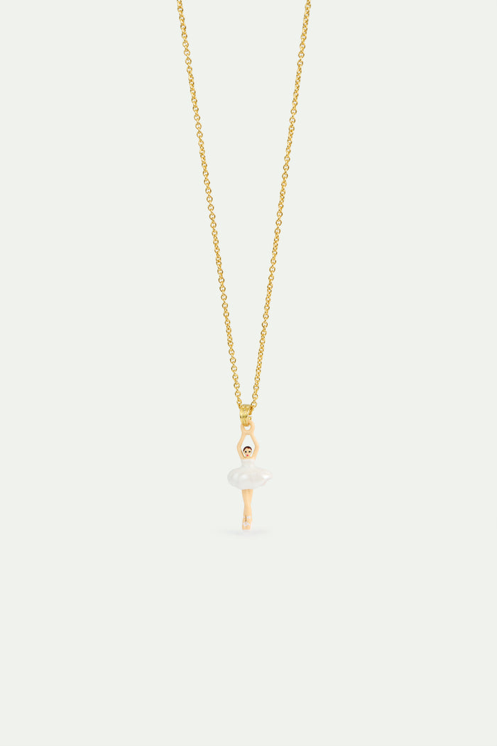 les néréides White Tutu Mini Ballerina Fine Necklace - White