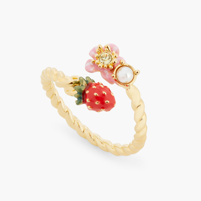 les néréides Wild Strawberry and Pink Flower Adjustable Ring - Multicolor