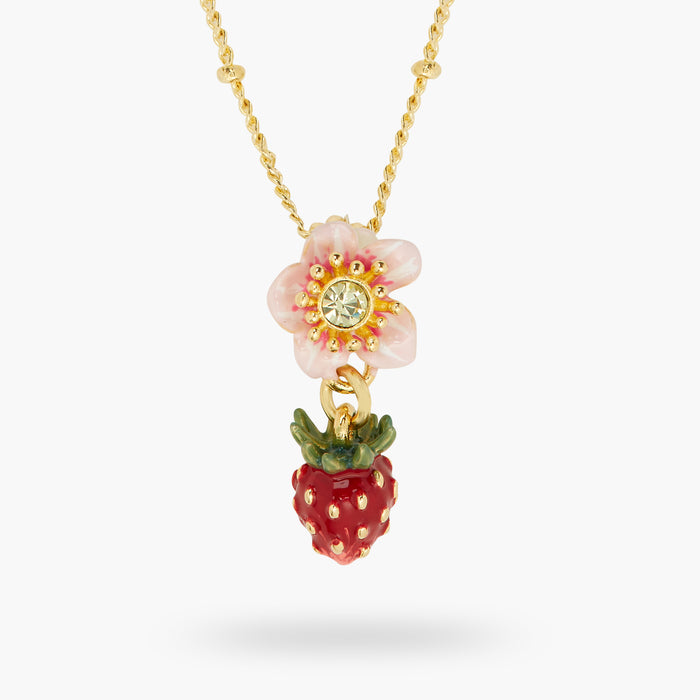 Les Néréides Wild Strawberry And Pink Flower Pendant Necklace - Multicolor