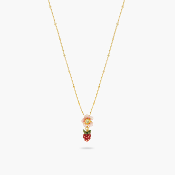 les néréides Wild Strawberry and Pink Flower Pendant Necklace - Multicolor