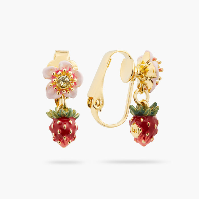 Les Néréides Wild Strawberry And Rose Clip-On Earrings - Multicolor
