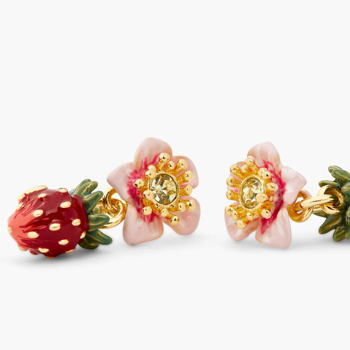 Les Néréides Wild Strawberry And Rose Clip-On Earrings - Multicolor