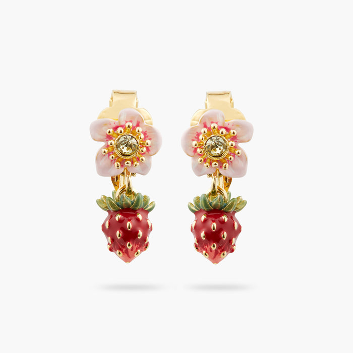 les néréides Wild Strawberry and Rose Clip-On Earrings - Multicolor