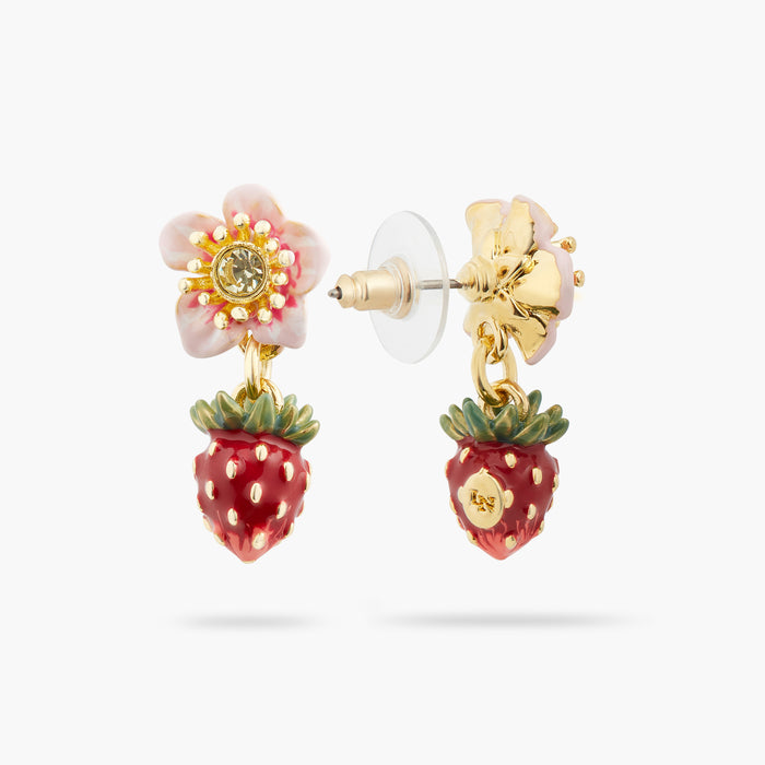 Les Néréides Wild Strawberry And Rose Post Earrings - Multicolor