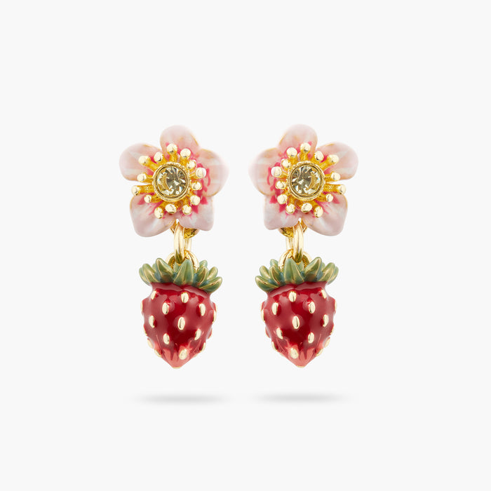 les néréides Wild Strawberry and Rose Post Earrings - Multicolor
